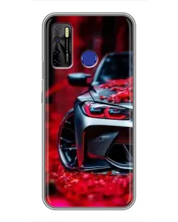 Чохол для TECNO Camon 15 Air з картинкою «Спортивна BMW та квіти»