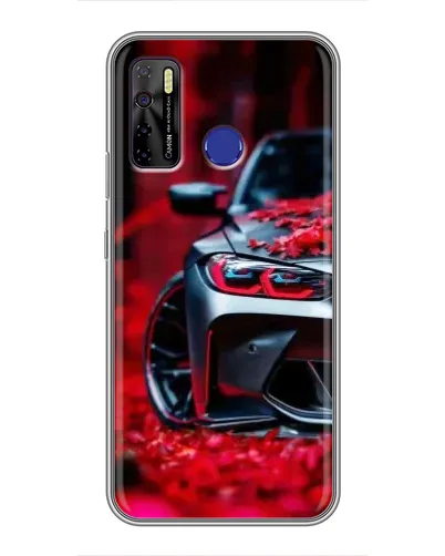 Чехол для TECNO Camon 15 Air с картинкой «Спортивная BMW и цветы»