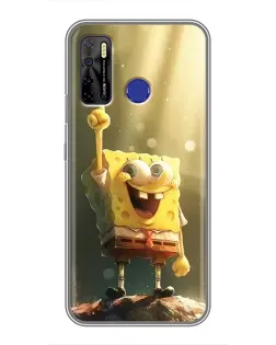 Чехол для TECNO Camon 15 Air с картинкой «Сияющий Спанч Боб»