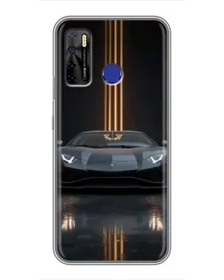 Чехол для TECNO Camon 15 Air с картинкой «Lamborghini золотые линии»