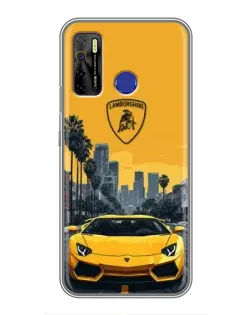 Чехол для TECNO Camon 15 Air с картинкой «Желтый Lamborghini город»