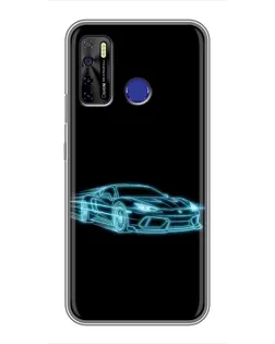 Чехол для TECNO Camon 15 Air с картинкой «Неоновый контур Lamborghini»