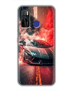 Чехол для TECNO Camon 15 Air с картинкой «Lamborghini красный дым»