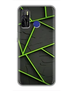 Чехол для TECNO Camon 15 Air с картинкой «Зеленые геометрические линии»