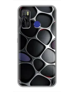 Чехол для TECNO Camon 15 Air с картинкой «Объемная темная решетка»