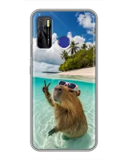 Чохол для TECNO Camon 15 Air з картинкою «Капібара на морі»