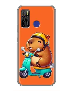 Чохол для TECNO Camon 15 Air з картинкою «Капібара на скутері»