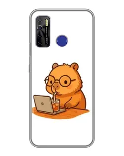 Чохол для TECNO Camon 15 Air з картинкою «Капібара з ноутбуком»