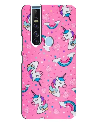 Чехол для TECNO Camon 15 Pro с картинкой «Unicorn паттерн розовый»