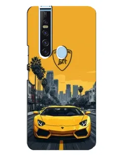 Чехол для TECNO Camon 15 Pro с картинкой «Желтый Lamborghini город»