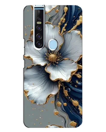 Чехол для TECNO Camon 15 Pro с картинкой «Белый цветок и золотой флюид» Чехол для TECNO Camon 15 Pro с картинкой «Белый цветок и золотой флюид»