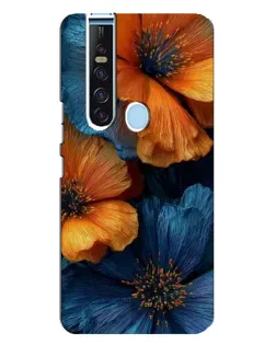 Чохол для TECNO Camon 15 Pro з картинкою «Яскрава синьо-помаранчева флора»
