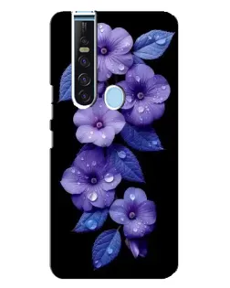 Чохол для TECNO Camon 15 Pro з картинкою «Фіолетові квіти з росою»