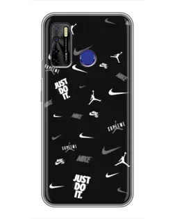 Чохол для TECNO Camon 15 з картинкою «Nike Black Pattern»