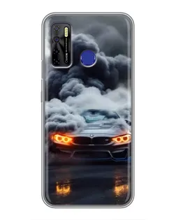 Чохол для TECNO Camon 15 з картинкою «BMW у диму»