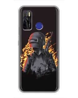 Чохол для TECNO Camon 15 з картинкою «PUBG — вогняний силует»