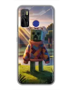 Чехол для TECNO Camon 15 с картинкой «Крипер в свитере»
