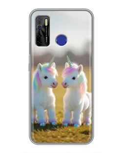Чехол для TECNO Camon 15 с картинкой «Пара единорогов»