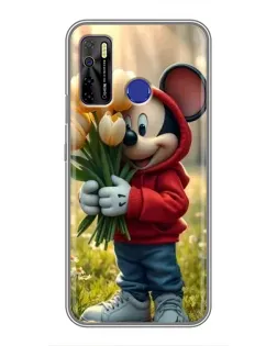Чехол для TECNO Camon 15 с картинкой «Микки с тюльпанами» Чехол для TECNO Camon 15 с картинкой «Микки с тюльпанами»