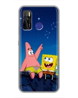 Чехол для TECNO Camon 15 с картинкой «Губка Боб и Патрик ночью» Чехол для TECNO Camon 15 с картинкой «Губка Боб и Патрик ночью»