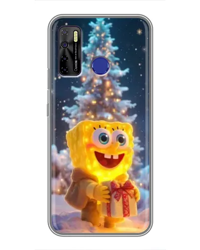 Чехол для TECNO Camon 15 с картинкой «Рождественский Спанч Боб»