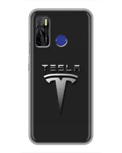 Чохол для TECNO Camon 15 з картинкою «Сталевий логотип Tesla»