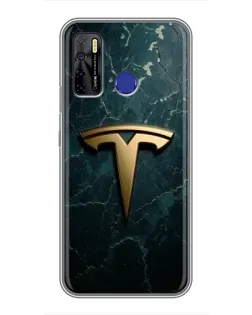 Чохол для TECNO Camon 15 з картинкою «Мармурова Tesla Gold»
