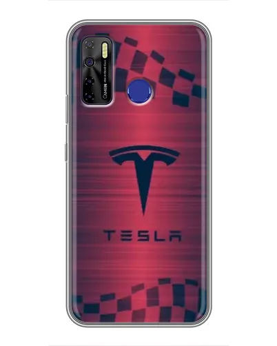 Чохол для TECNO Camon 15 з картинкою «Тесла червоний карбон» Чохол для TECNO Camon 15 з картинкою «Тесла червоний карбон»