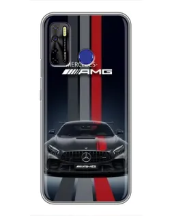 Чохол для TECNO Camon 15 з картинкою «Mercedes — білий карбон»