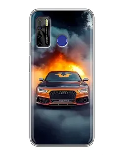 Чохол для TECNO Camon 15 з картинкою «Audi у вогняному диму»