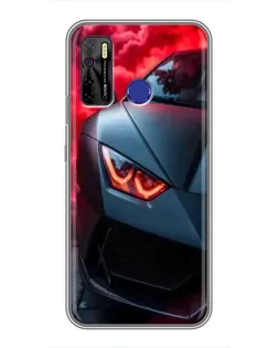 Чохол для TECNO Camon 15 з картинкою «Lamborghini червоне сяйво»