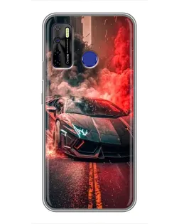 Чохол для TECNO Camon 15 з картинкою «Lamborghini червоний дим»