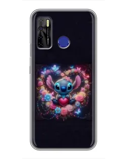 Чохол для TECNO Camon 15 з картинкою «Stitch у квітах»