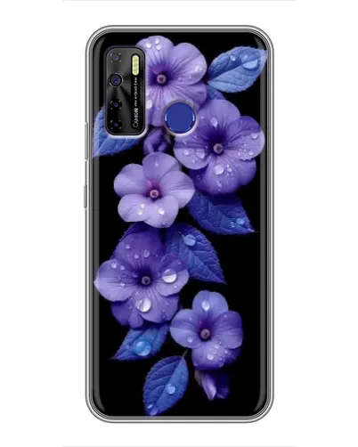 Чохол для TECNO Camon 15 з картинкою «Фіолетові квіти з росою»