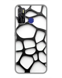Чохол для TECNO Camon 15 з картинкою «Біла об'ємна сітка»
