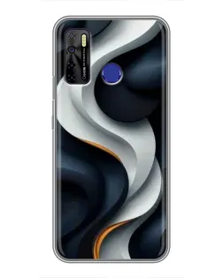 Чохол для TECNO Camon 15 з картинкою «Об'ємні чорно-білі стрічки»