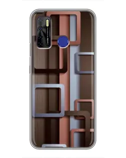 Чохол для TECNO Camon 15 з картинкою «Коричневі об'ємні квадрати»