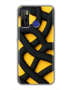 Чохол для TECNO Camon 15 з картинкою «Чорне жовте переплетення»