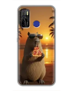 Чохол для TECNO Camon 15 з картинкою «Капібара з піцою»