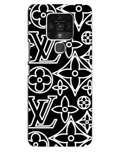 Чехол для TECNO Camon 16 Pro с картинкой «Черно-белый узор LV»
