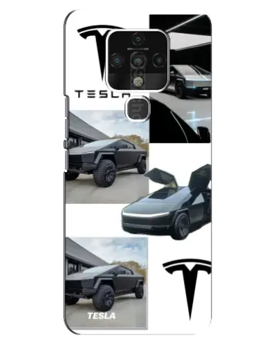 Чехол для TECNO Camon 16 Pro с картинкой «Коллаж Cybertruck Tesla»