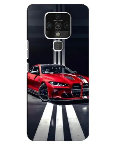 Чехол для TECNO Camon 16 SE с картинкой «Красная BMW на дороге»