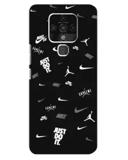 Чохол для TECNO Camon 16 з картинкою «Nike Black Pattern»