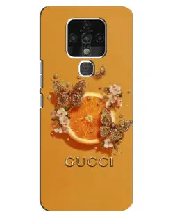 Чохол для TECNO Camon 16 з картинкою «Gucci — золоті метелики»