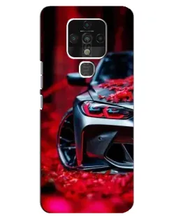 Чохол для TECNO Camon 16 з картинкою «Спортивна BMW та квіти»