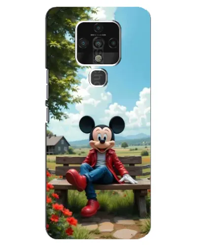 Чехол для TECNO Camon 16 с картинкой «Микки на скамейке»