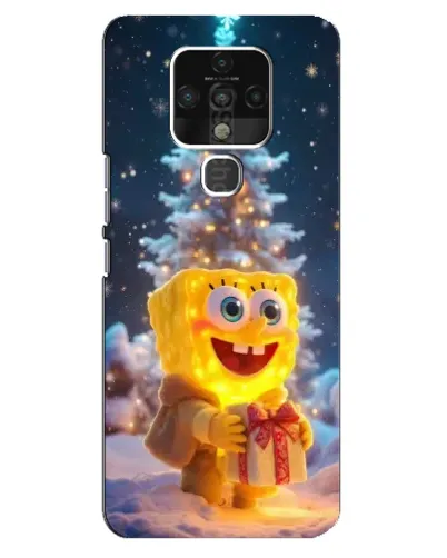 Чехол для TECNO Camon 16 с картинкой «Рождественский Спанч Боб»