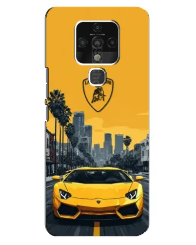 Чохол для TECNO Camon 16 з картинкою «Жовтий Lamborghini місто»