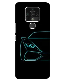 Чохол для TECNO Camon 16 з картинкою «Блакитний силует Lamborghini»
