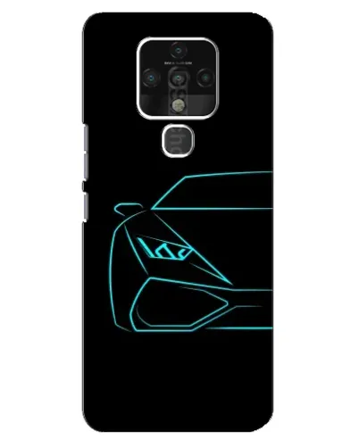 Чохол для TECNO Camon 16 з картинкою «Блакитний силует Lamborghini»